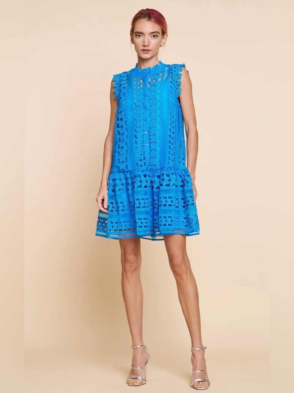 Ciebon - Chic Navy Blue Butterfly Lace Mini Dress (worn once)